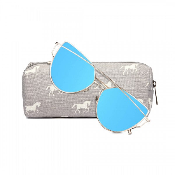 Miss Lulu Canvas Pencil Case Horse Grey