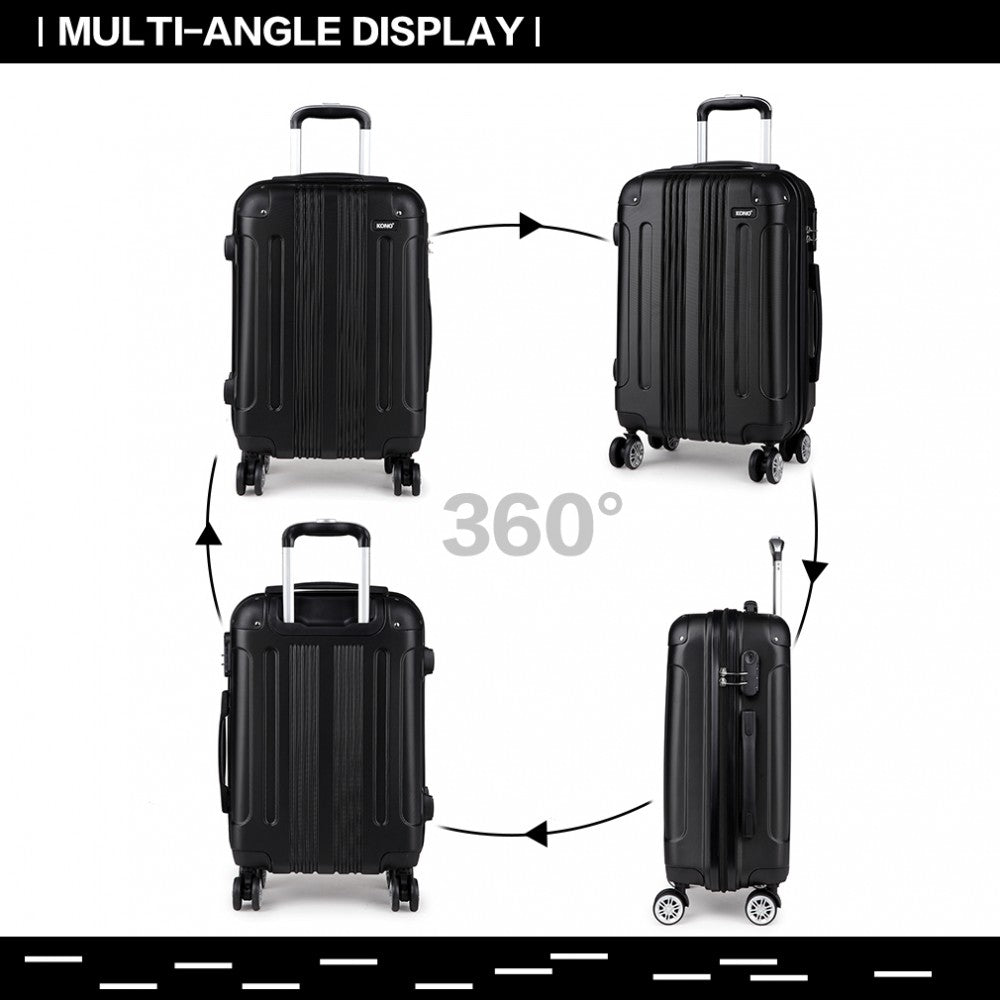 Kono 24 Inch Abs Hard Shell Suitcase Luggage - Black