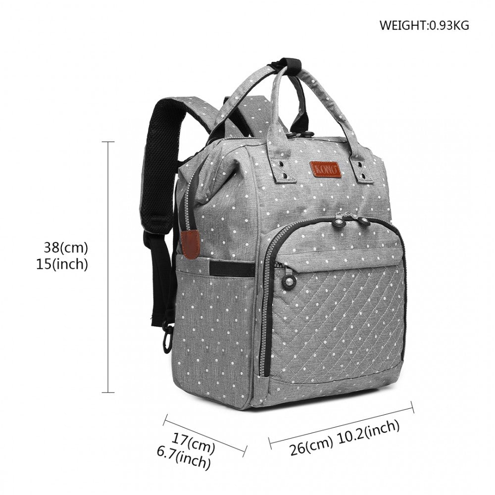 Kono Wide Open Designed Baby Diaper Changing Backpack Dot - Grey