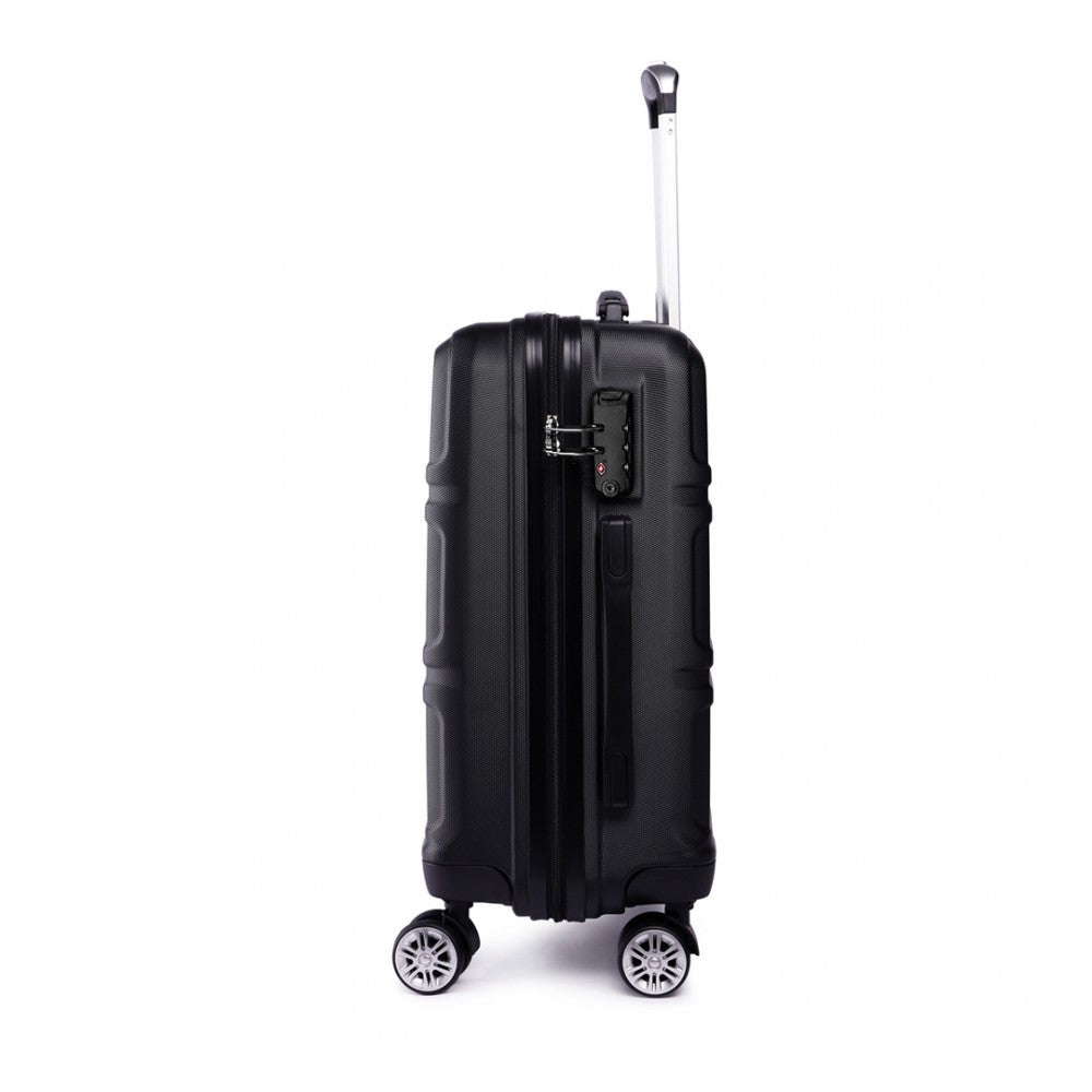 Kono Abs Sculpted Horizontal Design 20 Inch Cabin Luggage - Black