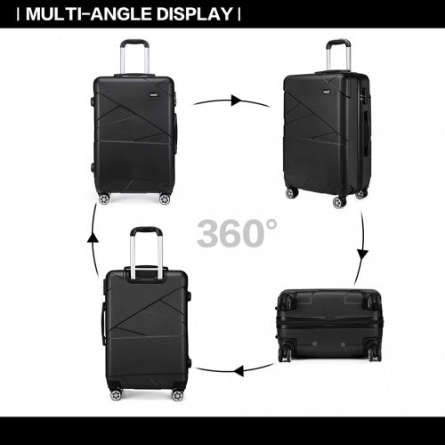 Kono 24 Inch Bandage Effect Hard Shell Suitcase - Black