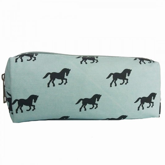 Miss Lulu Canvas Pencil Case Horse Blue