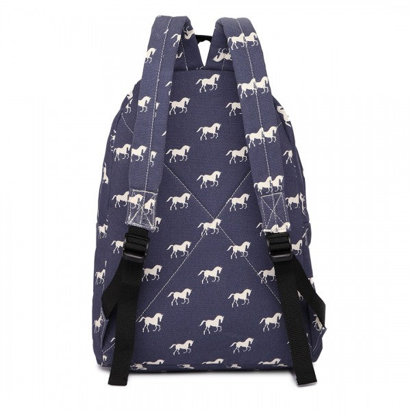 Miss Lulu Large Backpack Horse Navy