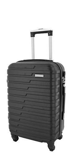 House Of Leather Cabin Size Suitcase Hard Shell Four Wheel Luggage Conney Black