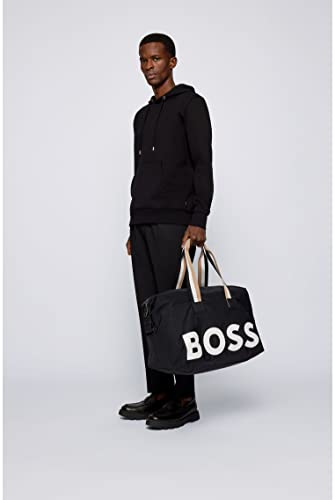 BOSS Mens Catch Holdall Recycled-nylon holdall with oversized logo and leather trims Size One Size