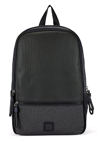 BOSS Mens Pod Backpack Double-Compartment Backpack in Faux Leather with Logo Patch Size One Size