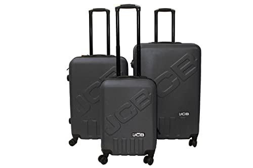 JCB - Lightweight Hard Shell Suitcase Set - Includes 20", 24" & 28" Cases - 360 Degree Spinner Wheels - ABS Polycarbonate Hard Shell - Luggage Bags for Travel - Grey