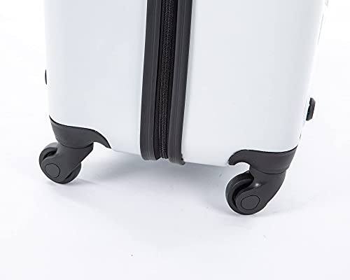 JCB - Loadall Hard Shell Suitcase, 24" - Medium - Built-in TSA Suitcase Locks, 360 Degree Spinner Wheels - Made with ABS Polycarbonate Hard Shell - Flight Case - Luggage Bags for Travel - White