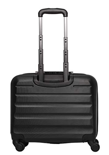 Aerolite Hard Shell Rolling Padded Laptop Case Bag on 4 Wheels - Fits up to 15.6", Overnight Trolley Business Hand Cabin Luggage Case Black