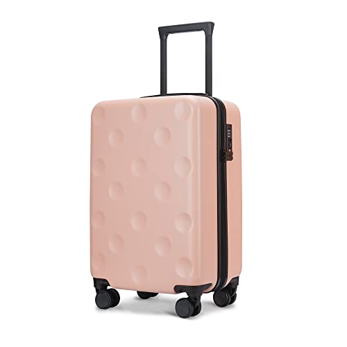 GinzaTravel Fashion Trend Bright Color PC+ABS Luggage TSA Combination Lock Spinner Wheels (Cheese series), Pink(Circle), Anti-scratch Lightweight Spinner Suitcase，universal Wheel,fashion