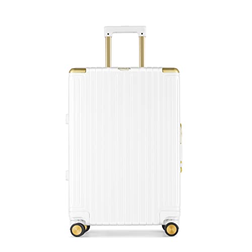 GinzaTravel Aluminum Frame+PC Suitcase Bright Color Suitcase TSA Combination Lock Universal Wheel, White, 0, Ginzatravel Classic Aluminum Frame Suitcase