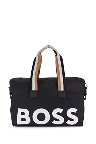 BOSS Mens Catch Holdall Recycled-nylon holdall with oversized logo and leather trims Size One Size