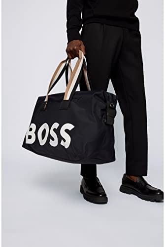 BOSS Mens Catch Holdall Recycled-nylon holdall with oversized logo and leather trims Size One Size