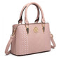 Miss Lulu Leather Look Weave Effect Shoulder Bag - Pink
