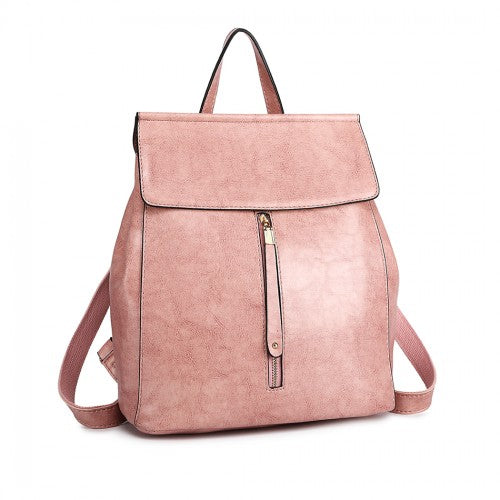 Miss Lulu Vintage Oil-Wax Faux Leather Backpack