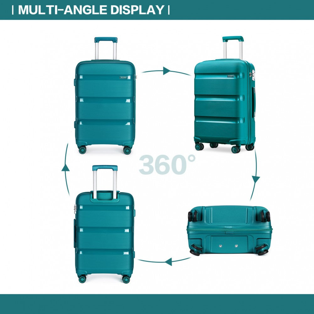 Kono 24 Inch Bright Hard Shell Pp Suitcase - Classic Collection - Blue/Green