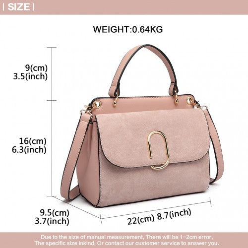 Miss Lulu Stylish Ladies Leather Handbag Shoulder Bag - Pink