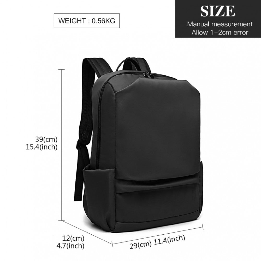 Kono Water Resistant Travel Backpack With USB Charging Port - Balck