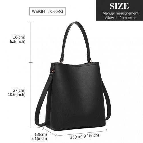 Miss Lulu Soft Leather Look Handbag - Black