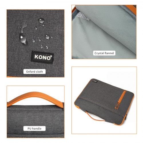 Kono Structured Slim 13.5 Inch Laptop Sleeve - Grey