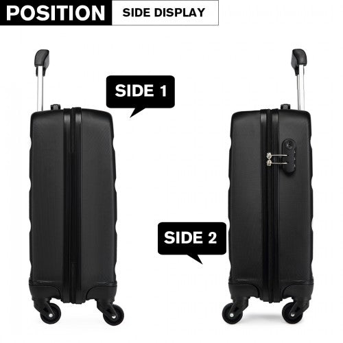 Kono Horizontal Design Abs Hard Shell Luggage 20 Inch Suitcase - Black