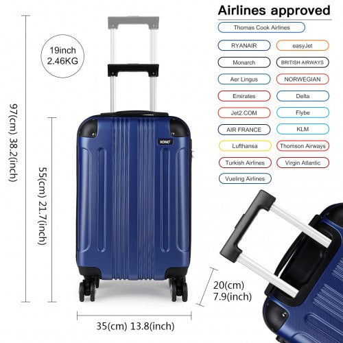 Kono 19 Inch Abs Hard Shell Suitcase Luggage - Navy