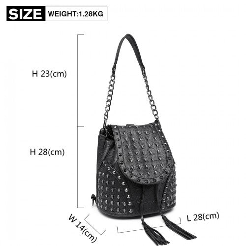 Miss Lulu Skull Studded Backpack Shoulder Bag