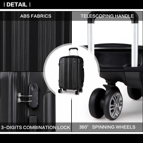 Kono 24 Inch Abs Hard Shell Suitcase Luggage - Black