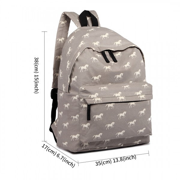 Miss Lulu Large Backpack Horse Grey