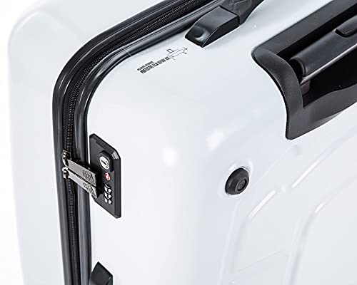 JCB - Loadall Hard Shell Suitcase, 24" - Medium - Built-in TSA Suitcase Locks, 360 Degree Spinner Wheels - Made with ABS Polycarbonate Hard Shell - Flight Case - Luggage Bags for Travel - White