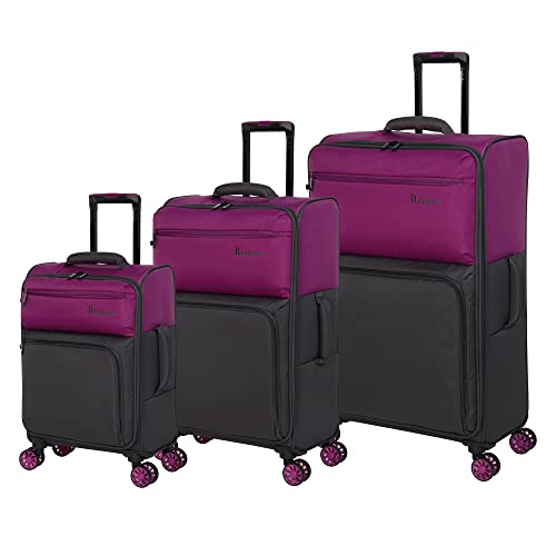 it luggage Duo-Tone 3 Piece Softside 8 Wheel Spinner Set, Fuschia Red / Magnet, 3 Count Set, Duo-Tone 3 Piece Softside 8 Wheel Spinner Set