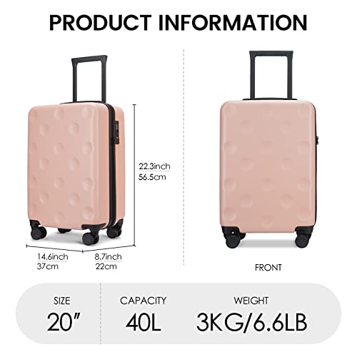GinzaTravel Fashion Trend Bright Color PC+ABS Luggage TSA Combination Lock Spinner Wheels (Cheese series), Pink(Circle), Anti-scratch Lightweight Spinner Suitcase，universal Wheel,fashion
