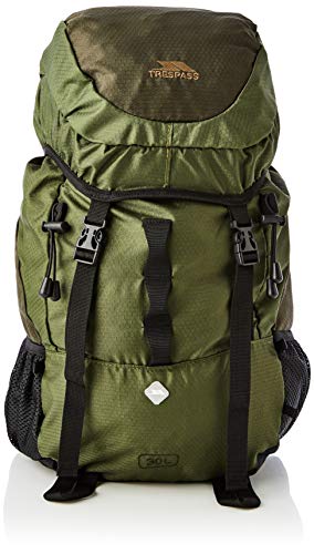 Trespass Circul8, Olive, Backpack / Rucksack 30L with Chest & Hip Strap, Loops for Walking Poles & Ventilation System for Men, Green