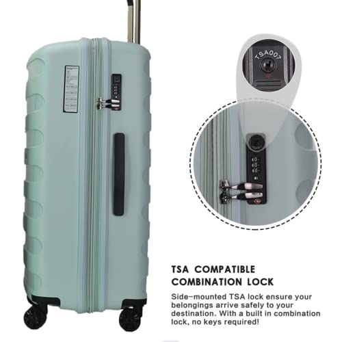 GinzaTravel Expandable Small Suitcase with 4 Double Spinner Wheels and TSA Lock, Lightweight Hard Shell PP Material Travel Carry-on Cabin Luggage, Light Green