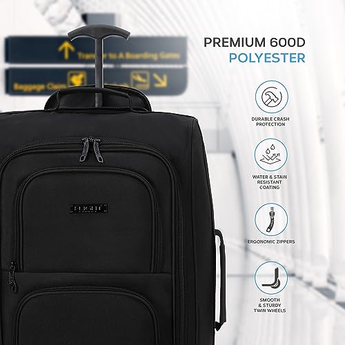 Flight Knight Carry On Cabin Suitcase easyJet (Overhead), Jet2, Ryanair (Priority) Approved 2 Wheels Lightweight Bag Ideal for Airline Travel 55x35x20cm
