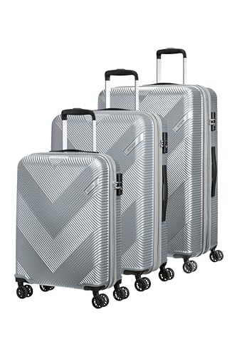 American Tourister Exoline 3-Piece Suitcase Set, Grey (Silver), Gray, Kofferset 3-teilig, Luggage Suitcase Set