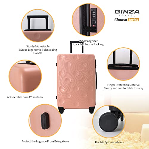 GinzaTravel Fashion Trend Bright Color PC+ABS Luggage TSA Combination Lock Spinner Wheels (Cheese series), Pink(Circle), Anti-scratch Lightweight Spinner Suitcase，universal Wheel,fashion