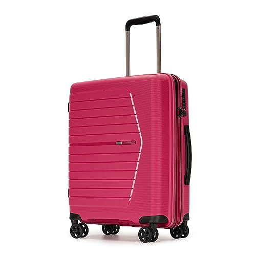 GinzaTravel Hardside Expandable Luggage with Spinner Wheels,TSA Lock,, Deep Pink, Carry-On 20-Inch