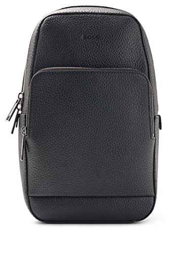 BOSS Mens Crosstown Monostr mp Grained Italian-Leather Mono-Strap Backpack with Embossed Logo Size One Size