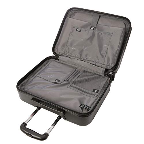 Aerolite Hard Shell Rolling Padded Laptop Case Bag on 4 Wheels - Fits up to 15.6", Overnight Trolley Business Hand Cabin Luggage Case Black