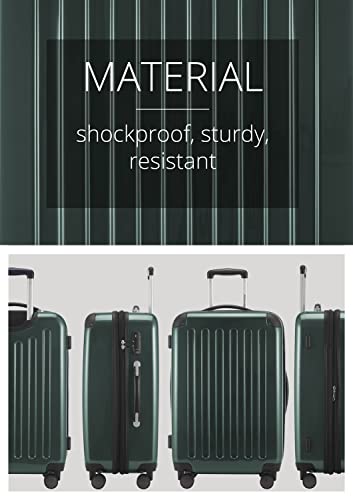 HAUPTSTADTKOFFER - Alex - Luggage Suitcase Hardside Spinner Trolley 4 Wheel Expandable, 65cm, TSA, dark green