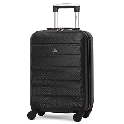 Aerolite Lightweight 55cm Hard Shell Cabin Suitcase 4 Wheel Carry On Hand Luggage Bag - Approved for easyJet, British Airways, Ryanair - Black