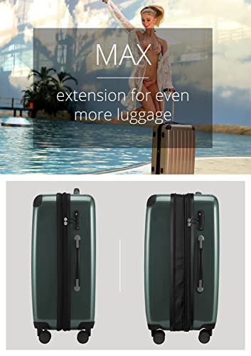 HAUPTSTADTKOFFER - Alex - Luggage Suitcase Hardside Spinner Trolley 4 Wheel Expandable, 65cm, TSA, dark green