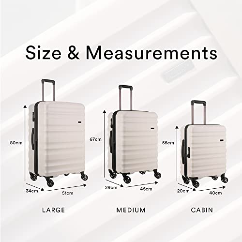 ANTLER - Set of 3 Suitcases - Clifton Luggage - Taupe - Cabin,Medium,Large - Strenght Lightweight Suitcase for Travel - Luggage with 4 Wheels, Expandable Zip, Twist Grip Handle - TSA Approved Locks