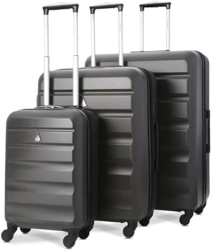 Aerolite Set of 3 Lightweight Luggage 4 Wheel ABS Hard Shell Suitcase 3 Piece with 5 Year Warranty (21" Cabin + 25" Medium + 29" Large)