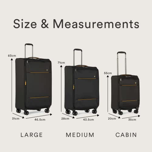 ANTLER Cabin Suitcase Brixham Luggage 55x35x20 Cabin Luggage Black Lightweight Suitcase for Travel Holidays Carry On Suitcase with 4