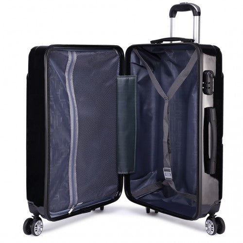 Kono Bandage Effect Hard Shell Suitcase 20 Inch Luggage Set Black