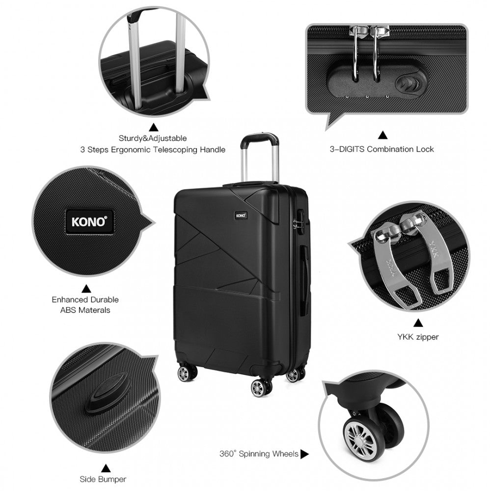 Kono 20 Inch Bandage Effect Hard Shell Suitcase - Black