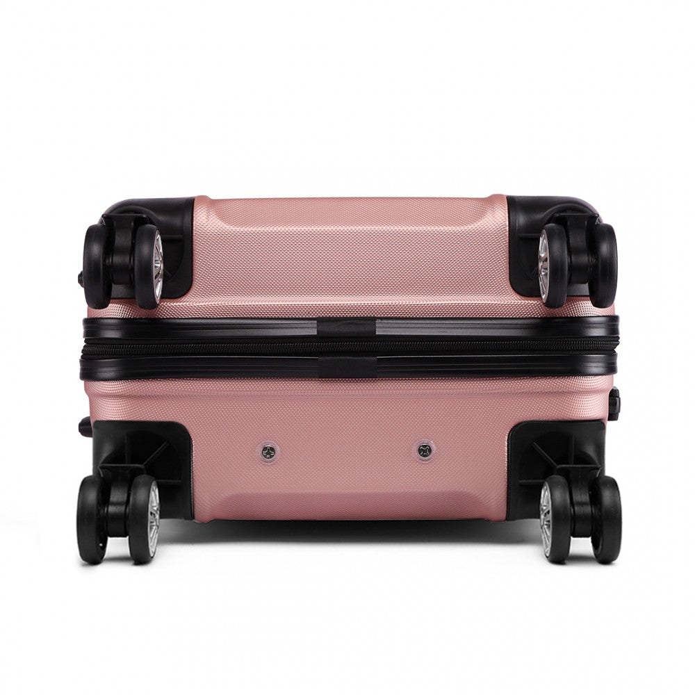 Kono Abs Sculpted Horizontal Design 3 Piece Suitcase Set - Nude