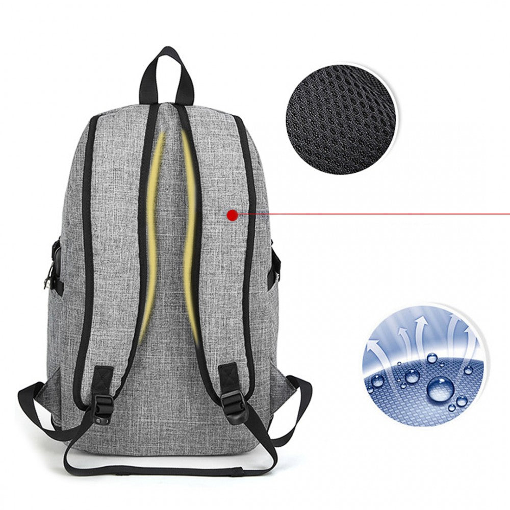 Kono Business Laptop Backpack With USB Charging Port - Grey